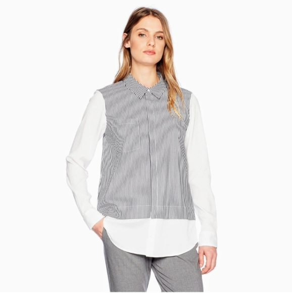 3 for $20: Calvin Klein Striped Blouse-Size L - Picture 2 of 9